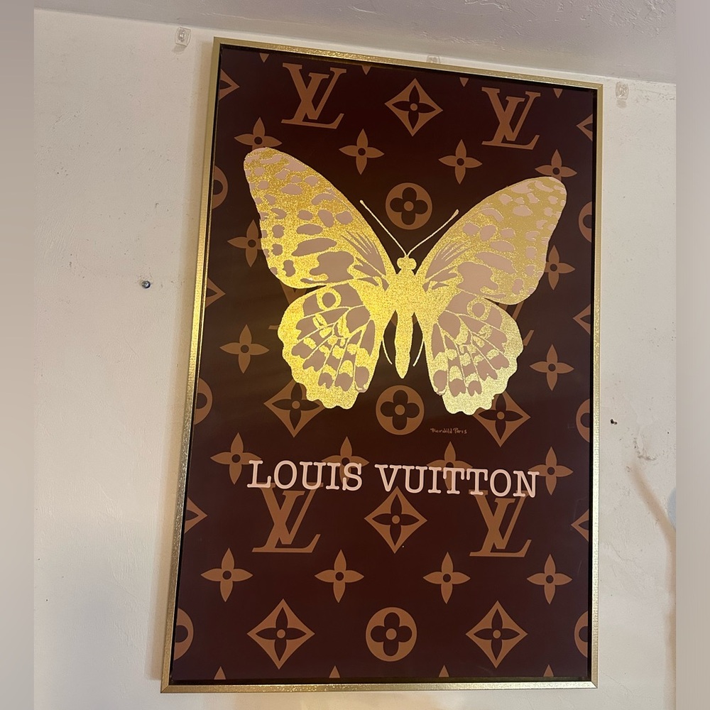 Louis Vuitton butterfly wall canvas with gold rim